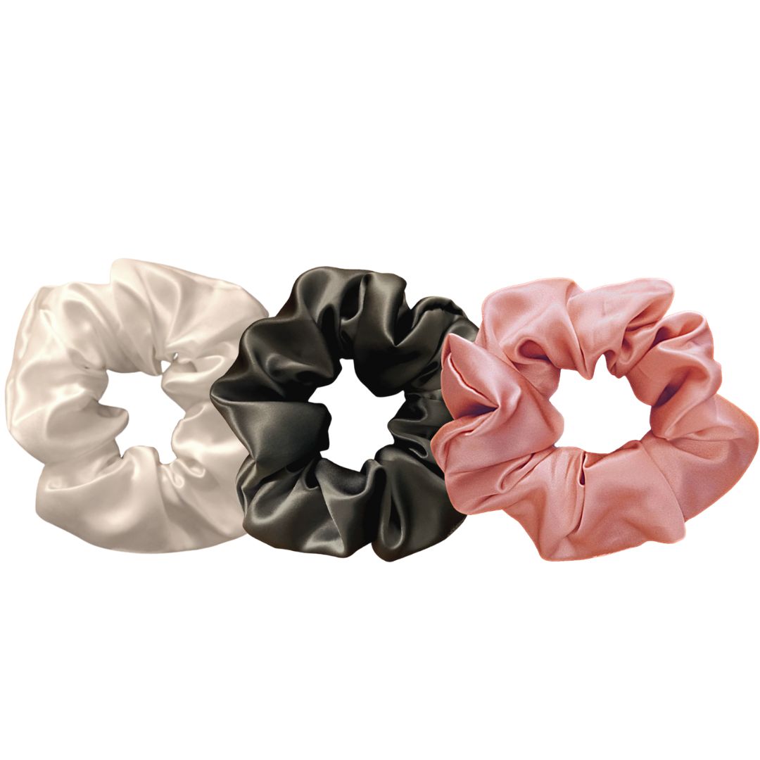 Pack of 3 large silk scrunchies - 22 mommes