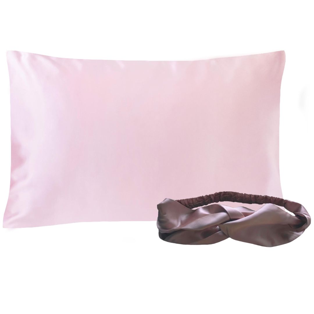 Pack - Silk pillowcase with zipper and Silk headband - 19 mommes